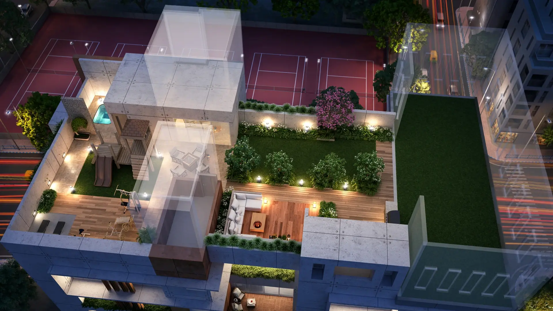 Ariel view of the flats near Elgin road